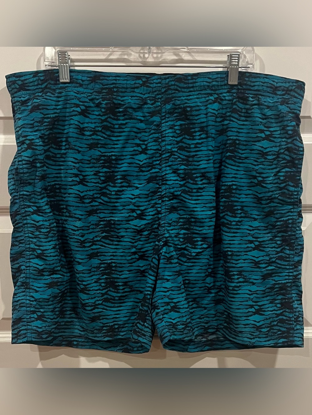 CB Sport Vintage 90s Nylon Mens Swimming Trunks Teal & Black Ripple Size M Retro